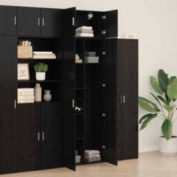Berkfield Home Storage Cabinet Black Oak 70x42.5x225 cm Engineered Wood - thumbnail 4