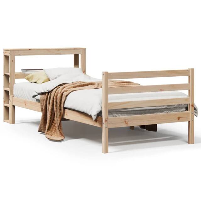 Berkfield Home Bed Frame without Mattress 75x190 cm Small Single Solid Wood Pine in Natural - image 1