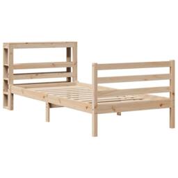 Berkfield Home Bed Frame without Mattress 75x190 cm Small Single Solid Wood Pine in Natural - thumbnail 3