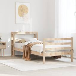 Berkfield Home Bed Frame without Mattress 75x190 cm Small Single Solid Wood Pine in Natural - thumbnail 2