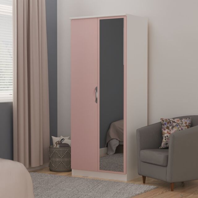 Ready Assembled 2 U Holborn 2 Door Mirrored Robe (Ready Assembled) in Dusty Pink - Size: Large - image 1