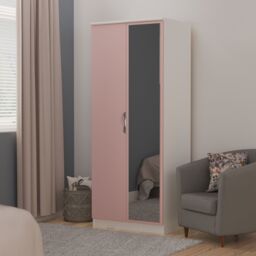 Ready Assembled 2 U Holborn 2 Door Mirrored Robe (Ready Assembled) in Dusty Pink - Size: Large - thumbnail 1