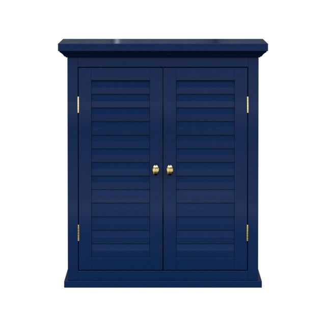 Teamson Home Glancy Removable Two-Door Wall Cabinet with Faux Louvered Doors in Blue - image 1