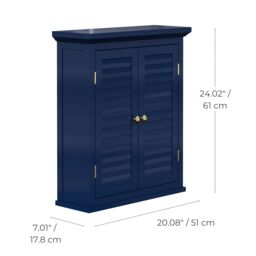 Teamson Home Glancy Removable Two-Door Wall Cabinet with Faux Louvered Doors in Blue - thumbnail 4