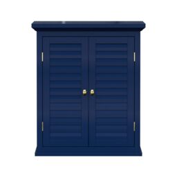 Teamson Home Glancy Removable Two-Door Wall Cabinet with Faux Louvered Doors in Blue - thumbnail 1