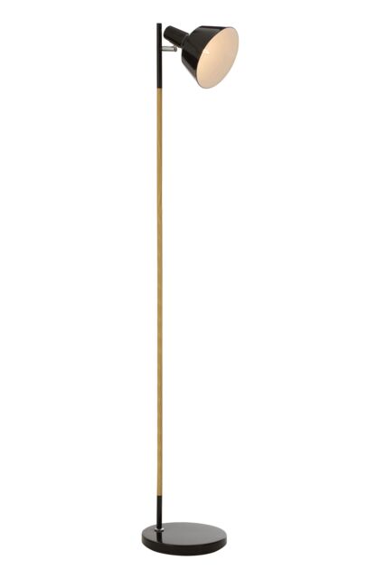 Orsina Wooden Floor Lamp With Pivoting Black Shade, Minimalist Floor Standing Light, Adjustable Slim Reading Lamp - image 1