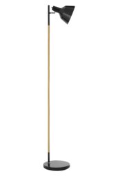 Orsina Wooden Floor Lamp With Pivoting Black Shade, Minimalist Floor Standing Light, Adjustable Slim Reading Lamp - thumbnail 2
