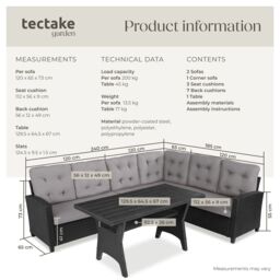 tectake Garden Furniture Set Catania in Black - Size: Large - thumbnail 6