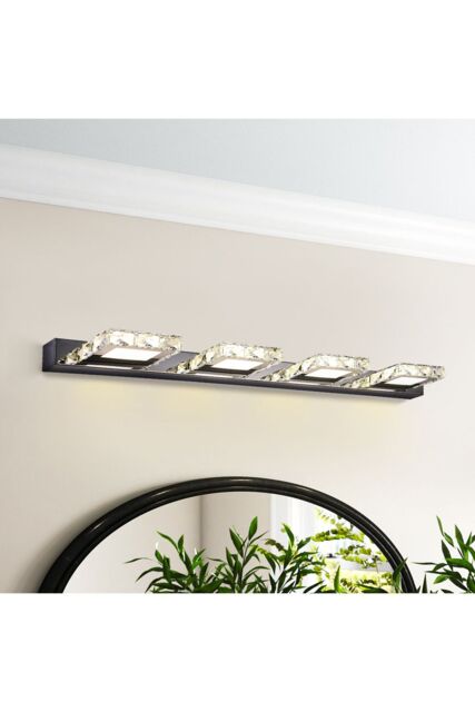 Living and Home Crystal 4-Head LED Wall Light Bathroom Vanity Light in Metallics - image 1