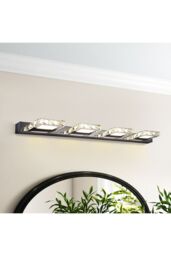Living and Home Crystal 4-Head LED Wall Light Bathroom Vanity Light in Metallics