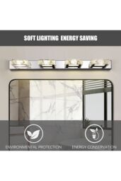 Living and Home Crystal 4-Head LED Wall Light Bathroom Vanity Light in Metallics - thumbnail 4