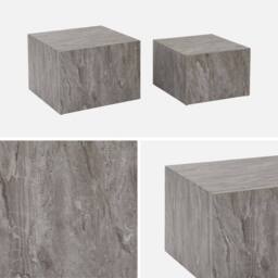 sweeek Pair of square coffee tables with marble effect in Grey - thumbnail 3