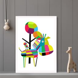 ARTZE Zebra Bright Geometric Animal Framed Print SIZE: A2 with White Frame - thumbnail 2