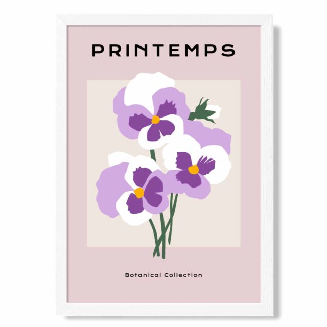 ARTZE Purple Pansies Flower Market Simplicity Framed Print SIZE: A3 with White Frame - Size: A4 - image 1