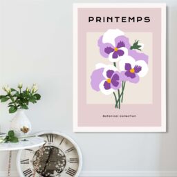 ARTZE Purple Pansies Flower Market Simplicity Framed Print SIZE: A3 with White Frame - Size: A4 - thumbnail 2