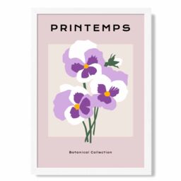 ARTZE Purple Pansies Flower Market Simplicity Framed Print SIZE: A3 with White Frame - Size: A4