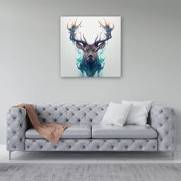Warren Reed - Designer Stag Face Splashart Canvas in White - Size: w10 inch x h10 inch - thumbnail 4