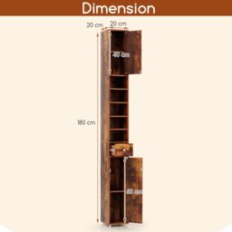 Gymax Silm Bathroom Tall Cabinet Narrow Linen Tower With 2 Door & 1 Drawer in Light Brown - thumbnail 2