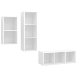 Berkfield Home 3 Piece TV Cabinet Set White Engineered Wood - thumbnail 2