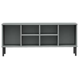 Berkfield Home Shoe Rack with Metal Legs Grey 106x35x45 cm Solid Wood OSLO - Size: 106 x 35 x 45 cm - thumbnail 4