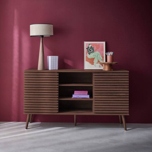 sweeek 140cm scandi-style sideboard with wooden effect in Dark Brown - image 1
