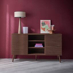 sweeek 140cm scandi-style sideboard with wooden effect in Dark Brown