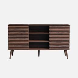 sweeek 140cm scandi-style sideboard with wooden effect in Dark Brown - thumbnail 2