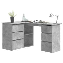Berkfield Home Durable Corner Desk Concrete Grey 145x100x76 cm Engineered Wood - Size: 145 x 100 x 76 cm
