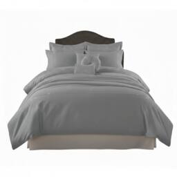 Snug City Luxury Embroidered Duvet Cover Set Bedding with Matching Accessories in Silver - Size: Single - thumbnail 2