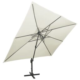 Berkfield Home Cantilever Garden Parasol with Double Top Sand 400x300 cm in Beige - thumbnail 2