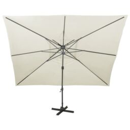 Berkfield Home Cantilever Garden Parasol with Double Top Sand 400x300 cm in Beige - thumbnail 3