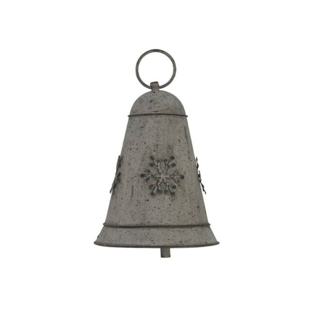 Lemon Pavilion Furniture and Decor Medium Rustic Hanging Bell Bauble with Snowflake - L8xW8xH10 cm White - image 1