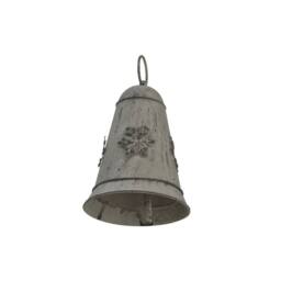 Lemon Pavilion Furniture and Decor Medium Rustic Hanging Bell Bauble with Snowflake - L8xW8xH10 cm White - thumbnail 2