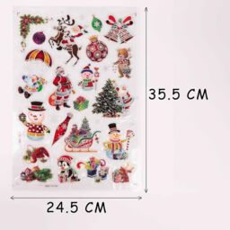 Shatchi 3D Christmas Window Stickers Metallic Colourful - 8 Assorted Sheets Christmas Snowflakes Sticker Christmas Scene, PVC - thumbnail 2
