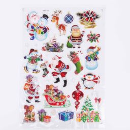 Shatchi 3D Christmas Window Stickers Metallic Colourful - 8 Assorted Sheets Christmas Snowflakes Sticker Christmas Scene, PVC - thumbnail 5