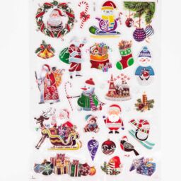 Shatchi 3D Christmas Window Stickers Metallic Colourful - 8 Assorted Sheets Christmas Snowflakes Sticker Christmas Scene, PVC - thumbnail 4