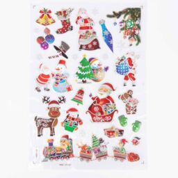 Shatchi 3D Christmas Window Stickers Metallic Colourful - 8 Assorted Sheets Christmas Snowflakes Sticker Christmas Scene, PVC - thumbnail 3