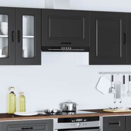Berkfield Home Kitchen Wall Cabinet Kalmar Black Engineered Wood - thumbnail 4