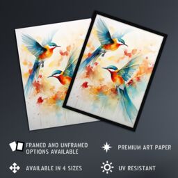 "Artery8 Aerial Ballet Watercolour Artwork Bright Bold Birds In Flight Large Wall Unframed Art Poster Print Thick Paper 18X24 Inch - Size: W18"" x H24""" - thumbnail 2