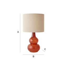 ValueLights Maguire Natural Linen Shade Burnt Orange Glass Table Lamp & Bulb - thumbnail 7