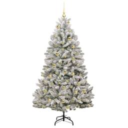 Berkfield Home Artificial Christmas Tree Green & White 180 cm PVC & Metal - thumbnail 4
