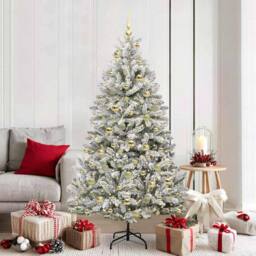 Berkfield Home Artificial Christmas Tree Green & White 180 cm PVC & Metal