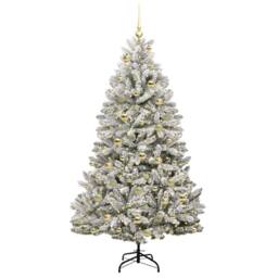 Berkfield Home Artificial Christmas Tree Green & White 180 cm PVC & Metal - thumbnail 3