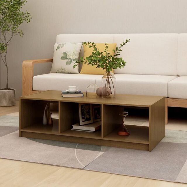 Berkfield Home Coffee Table Honey Brown 110x50x34 cm Solid Pinewood - Size: 110 x 50 x 34 cm - image 1