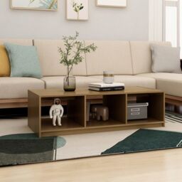 Berkfield Home Coffee Table Honey Brown 110x50x34 cm Solid Pinewood - Size: 110 x 50 x 34 cm - thumbnail 3