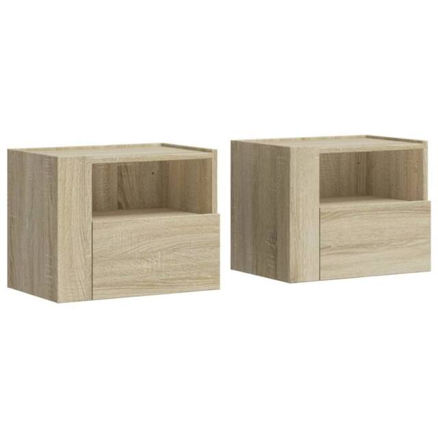 Berkfield Home Wall-mounted Bedside Cabinets 2 pcs Sonoma Oak 45x30x35 cm in Brown - Size: 45 x 30 x 35 cm - image 1