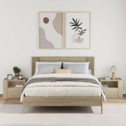 Berkfield Home Wall-mounted Bedside Cabinets 2 pcs Sonoma Oak 45x30x35 cm in Brown - Size: 45 x 30 x 35 cm - thumbnail 3