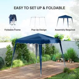 OUTSUNNY Garden Pop up Gazebo Tent Party Water-resistant 2.5 x 2.5M Blue - thumbnail 4