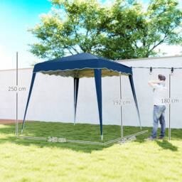 OUTSUNNY Garden Pop up Gazebo Tent Party Water-resistant 2.5 x 2.5M Blue - thumbnail 3