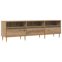 Berkfield Home TV Cabinet Artisan Oak 150x30x44.5 cm Engineered Wood in Brown - thumbnail 2